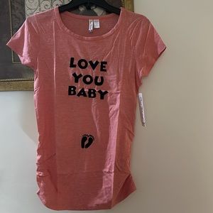 Planet Motherhood - Light Pink & Black 'Love You Baby' Ruched Short-Slee…